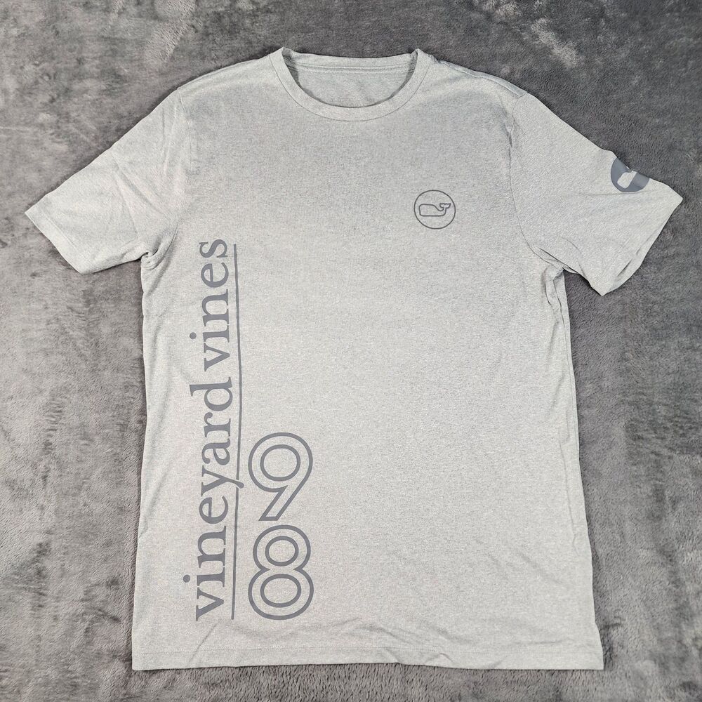 Vineyard Vines Men's Small Gray Short Sleeve Graphic Performance Active Shirt
